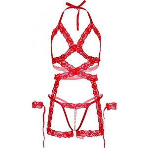 Set Leg Avenue Cami Cuffs Rosu XS-L Thumb 3