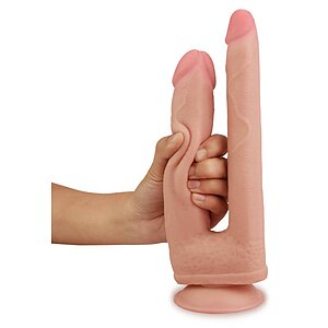 Dildo Dublu Cu Ventuză Skinlike Soft Thumb 1