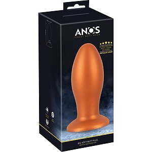 Plug Anal XL ANOS — silicon Moale, Ventuză 6.4 cm Maro Thumb 6