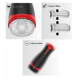 Fusion Deep Squeeze Masturbator Negru, 2 Motoare, 5 Viteze Thumb 2