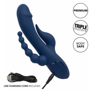 Triple Orgasme CalExotics — Vibrator Reîncărcabil Albastru Thumb 8