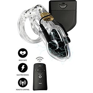 Cușcă Penis Electrică Discretă cu Telecomandă Transparent Thumb 21