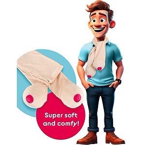 Eșarfă Haioasă cu Două Forme De Sân, Bej Pufos Thumb 1