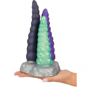 Triplu Tentacul 3-în-1 — Ventuză Puternică, Silicon Argintiu Thumb 9