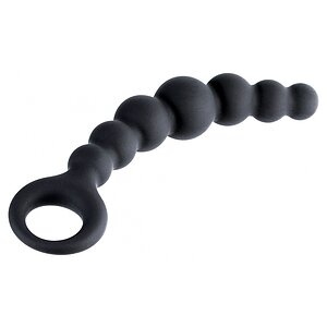 Bile Anale Din Silicon Cu Striații 18cm Negru Thumb 3