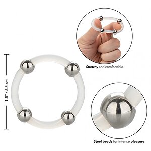 Inel Penis Steel Beaded Silicone Transparent Thumb 2