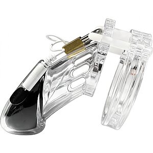 Cușcă Penis Electrică Discretă cu Telecomandă Transparent Thumb 3