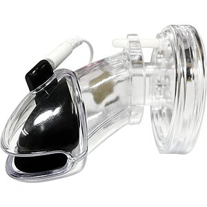 Cușcă Penis Electrică Discretă cu Telecomandă Transparent Thumb 6