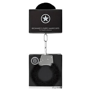 Cătușe Beginners Handcuffs Furry Negru Thumb 3
