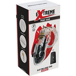 Cușcă Penis Electrică Discretă cu Telecomandă Transparent Thumb 24