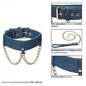 Ride Em Denim Collar and Leash Albastru Thumb 4