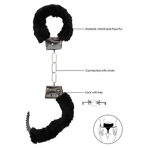 Cătușe Beginners Handcuffs Furry Negru Thumb 6
