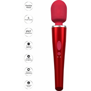 Caresse Pro Wand 8000rpm - 5 Moduri, IPX7, 120 Min Roșu Thumb 10