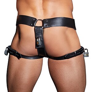 Curea De Castitate Zato Leather Negru Thumb 2