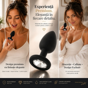 Anal Plug Premium Diamond Jewel Small Negru Thumb 9