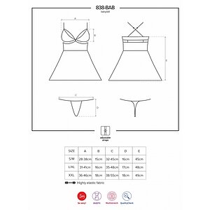 Babydoll Obsessive 838-BAB Negru L-XL Thumb 4