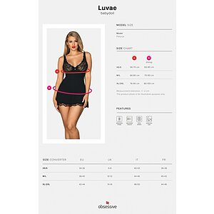 Babydoll Obsessive Luvae Negru L-XL Thumb 4
