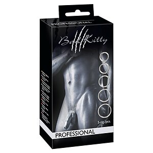 Bad Kitty Set of 5 Metal Rings Argintiu Thumb 5