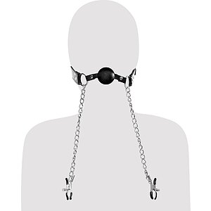 Căluș Cu Bilă Și Cleme Sfârcuri Negru Thumb 2