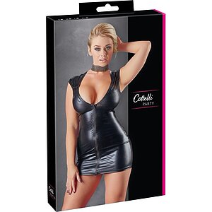 Costum Latex Dama Wetlook With Zip Negru XL Thumb 4