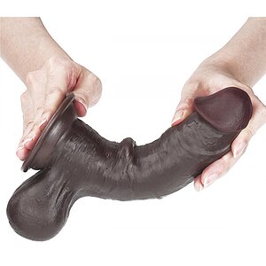 Dildo cu Ventuză Sliding Skin Dual Layer Dong Maro Thumb 7