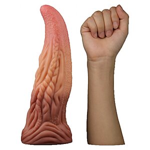 Dildo În Formă De Limbă Platinum 25cm – Strat Dublu Maro Thumb 7