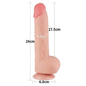 Dildo Realist LoveToy 24cm TPE Dual Density Ventuză Thumb 6