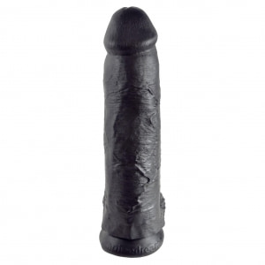Dildo Realistic 30.5 cm Cu Testicule Negru Thumb 4