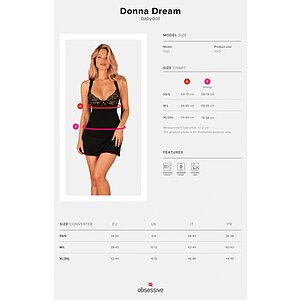 Babydoll Obsessive Donna Dream Negru XS-S Thumb 4