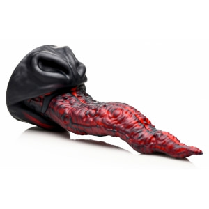 Dragon Tongue — Dildo silicon 24,4 cm, Ventuză Puternică Roșu Thumb 1