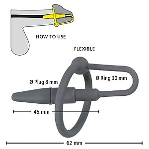 Inel Penis Cu Plug Gri Thumb 4
