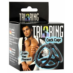 Inel Pentru Penis Tri3Ring Penis Cage Negru Thumb 1