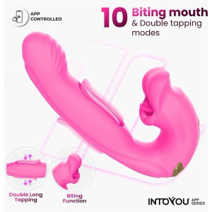 Vibrator App Control Stimulator Clitoridian cu Limbă Mușcătoare Roz Thumb 2
