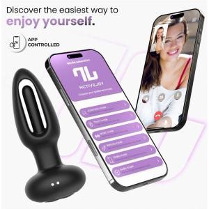 Dop Anal Cu Limbă Oscilantă Aplicație Smartphone Negru Thumb 1