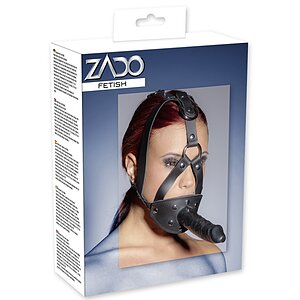 Leather Head Harness with Dildo Negru Thumb 3