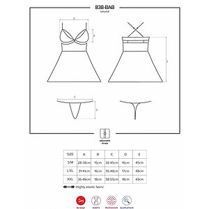 Lenjerie Babydoll Obsessive 838-BAB Rosu L-XL Thumb 4