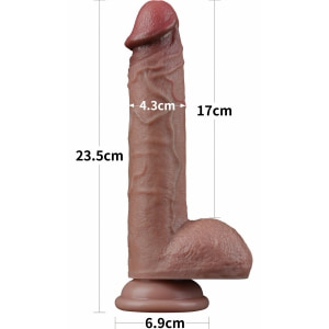 LoveToy Dildo silicon Dublu Strat 23,5 cm Realism Ultra Maro Thumb 5