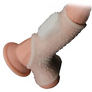 Lovetoy Knights Ring – Inel Vibrant cu Manșon TPE +45% Alb Thumb 3