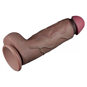 Lovetoy Realist 31cm — Silicon Dublu Strat cu Ventuză Maro Thumb 12