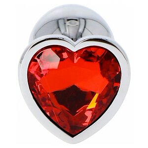 Anal Plug Heart Jewel Plug Small Roșu Thumb 1