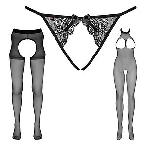 Pachet Seducție Totală: Catsuit, Chiloței și Ciorapi Thumb 1