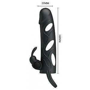 Prelungitor Pretty Love Penis Sleeve With Ball Strap Negru Thumb 5