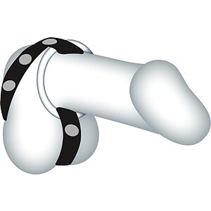 Set Inele Penis Leather Strap Negru Thumb 2