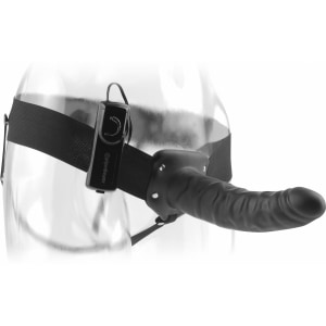 Strap On Cu Vibrații Hollow 20.3cm Negru Thumb 2