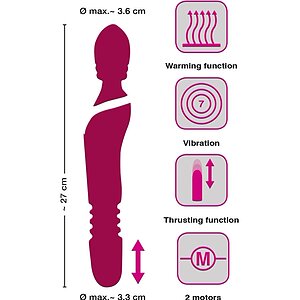Vibrator Javida Warming And Thrusting Roșu Thumb 5