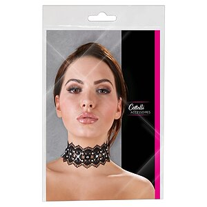 Zgardă Choker Rhinestones Negru Thumb 3