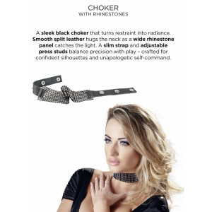 Zgardă Rhinestone Choker Negru Thumb 5