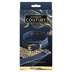 Zgarda Și Lesă Bondage Couture Albastru Thumb 1