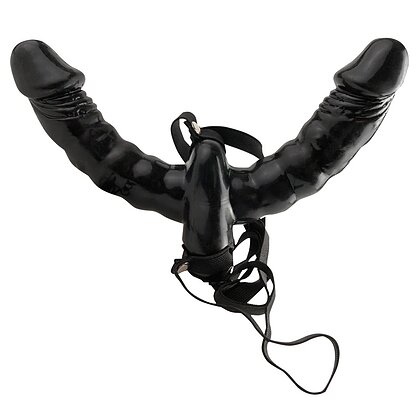 Strap-On Cu Vibrații Double Delight Negru