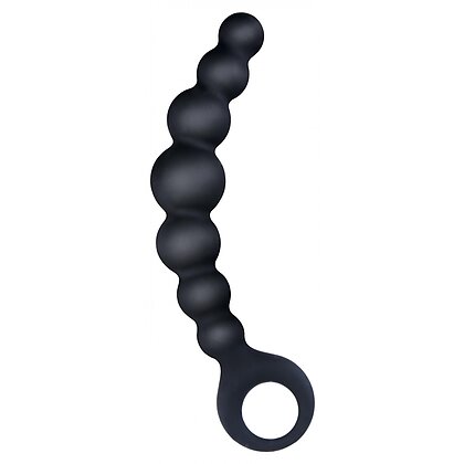 Bile Anale Din Silicon Cu Striații 18cm Negru